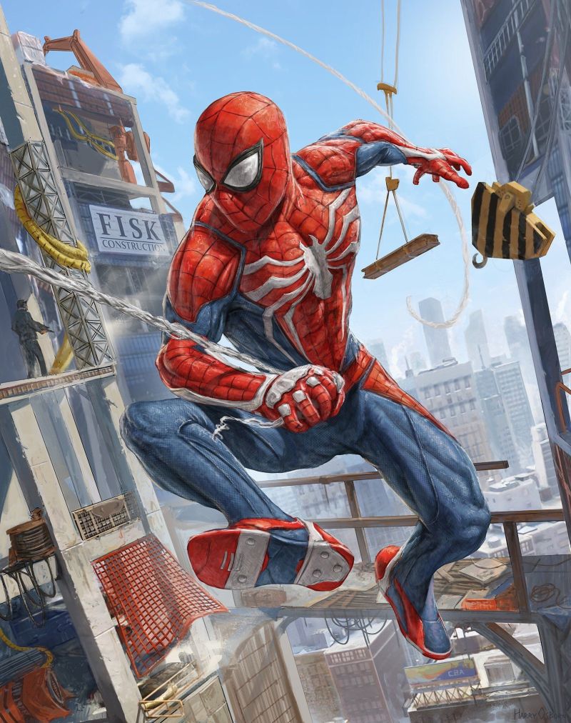 Человек-паук на стройке художник Harry Osborn Art.jpg